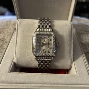 MICHELE Deco Madison Silver Diamond Watch